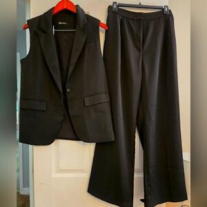Elegant Black Women's Pants & Vest Set